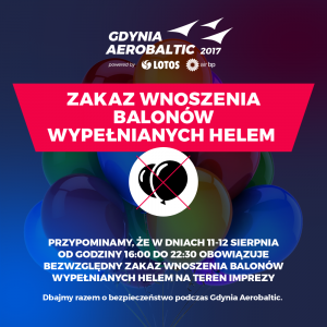 Zakaz wnoszenia balonów z helem podczas gdynia AeroBaltic