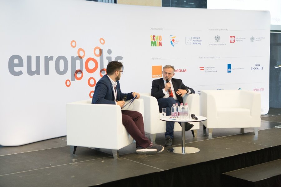 Wojciech Szczurek podczas panelu dyskusyjnego w trakcie konferencji Europolis 2017 w Centrum Nauki Kopernik w Warszawie // mat. prasowe