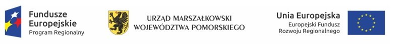 logotypy Funduszy Europejskich, Urzędu Marszałkowskiego Województwa Pomorskiego, Unii Europejskiej