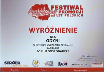 Festiwal Promocji Miast Polskich Wyróżnienie