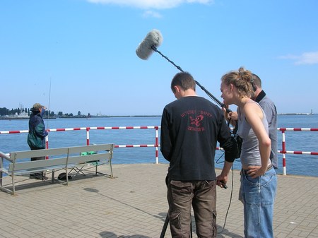 Kalina Alabrudzińska - studentka Andrzeja Wajdy z ekipą przygotowuje film dokumentalny o Gdyni, foto: Dorota Nelke
