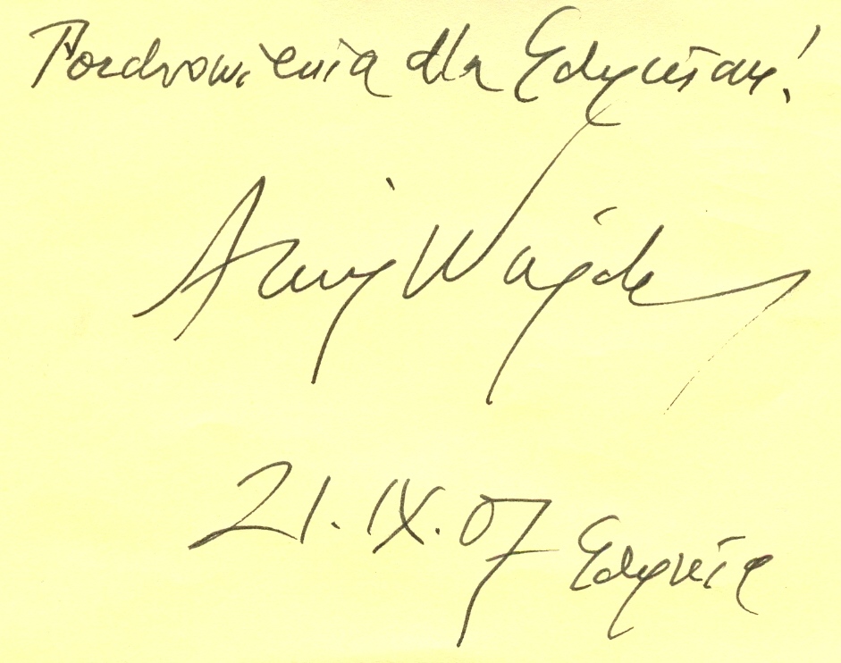 Autograf Andrzeja Wajdy - duży