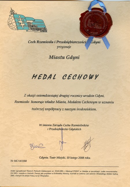 82 urodziny Gdyni - Gratulacje - Cech Rzemiosła i Przedsiębiorczości Gdyni