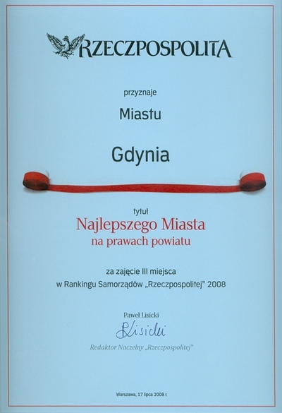 Gdynia III w rankingu Rzeczpospolitej