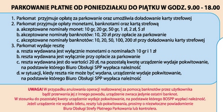 Strefa Płatnego Parkowania w centrum Gdyni - II etap (informacja na parkomatach część1)