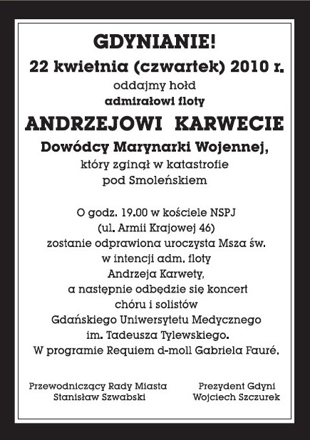 Msza św. w intencji adm. Andrzeja Karwety i koncert