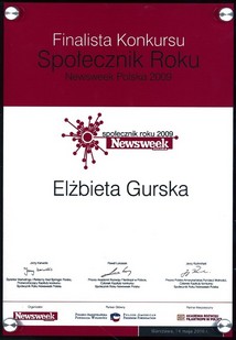 Elżbieta Gurska - nagroda Społecznik Roku 2009