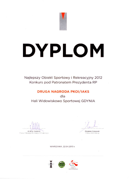 Druga Nagroda PKOl/IAKS dla Hali Sportowo - Widowiskowej Gdynia