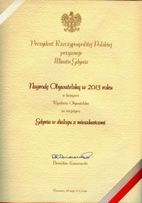 Gdynia laureatem pierwszej edycji Nagrody Obywatelskiej Prezydenta RP