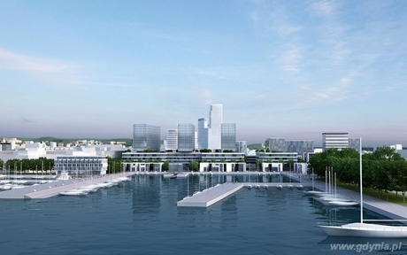 Wizualizację przyszłego centrum Gdyni na terenach po stoczni remontowej Nauta, autor koncepcji Jacek Droszcz