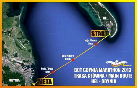 Mapa trasy Hel-Gdynia