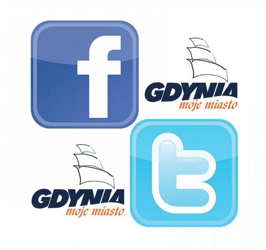 Social Gdynia (logo Gdynia moje miasto, Facebook, Twitter)