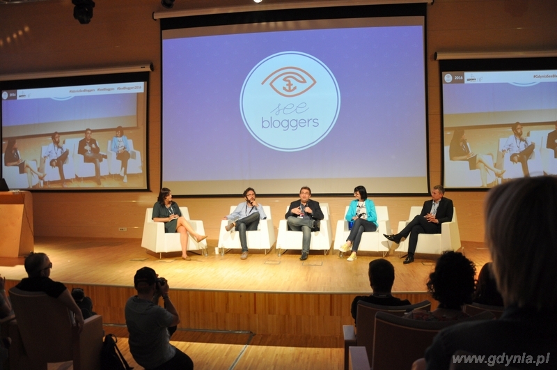 See Bloggers 2016 - debata o sile video od lewej Magdalena Kuflińska, Włodek Markowicz, Bartosz Węglarczyk, Arletta Witt i Łukasz Grass / fot. Dorota Nelke