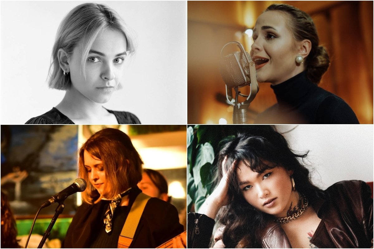 Kolaż zdjęć. Finalistki konkursu o Grand Prix Ladies' Jazz Festivalu 2024. U góry po lewej: Joanna Wojtkiewicz (fot. Tomasz Białowolski). U góry po prawej: Marta Goluch (fot. Sisi Cecylia). Na dole po lewej: Kasia Schmidt-Przeździecka ( fot. Jarosław Blusiewicz). Na dole po prawej: Anna Nguyen (fot. Agnieszka Wierzbińska-Olejnik)