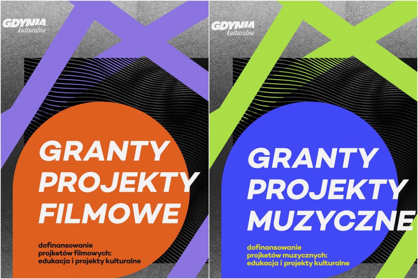 Grafiki informujące o otwartym konkursie ofert na realizację zadań publicznych z zakresu kultury na projekty filmowe i muzyczne (materiały prasowe)