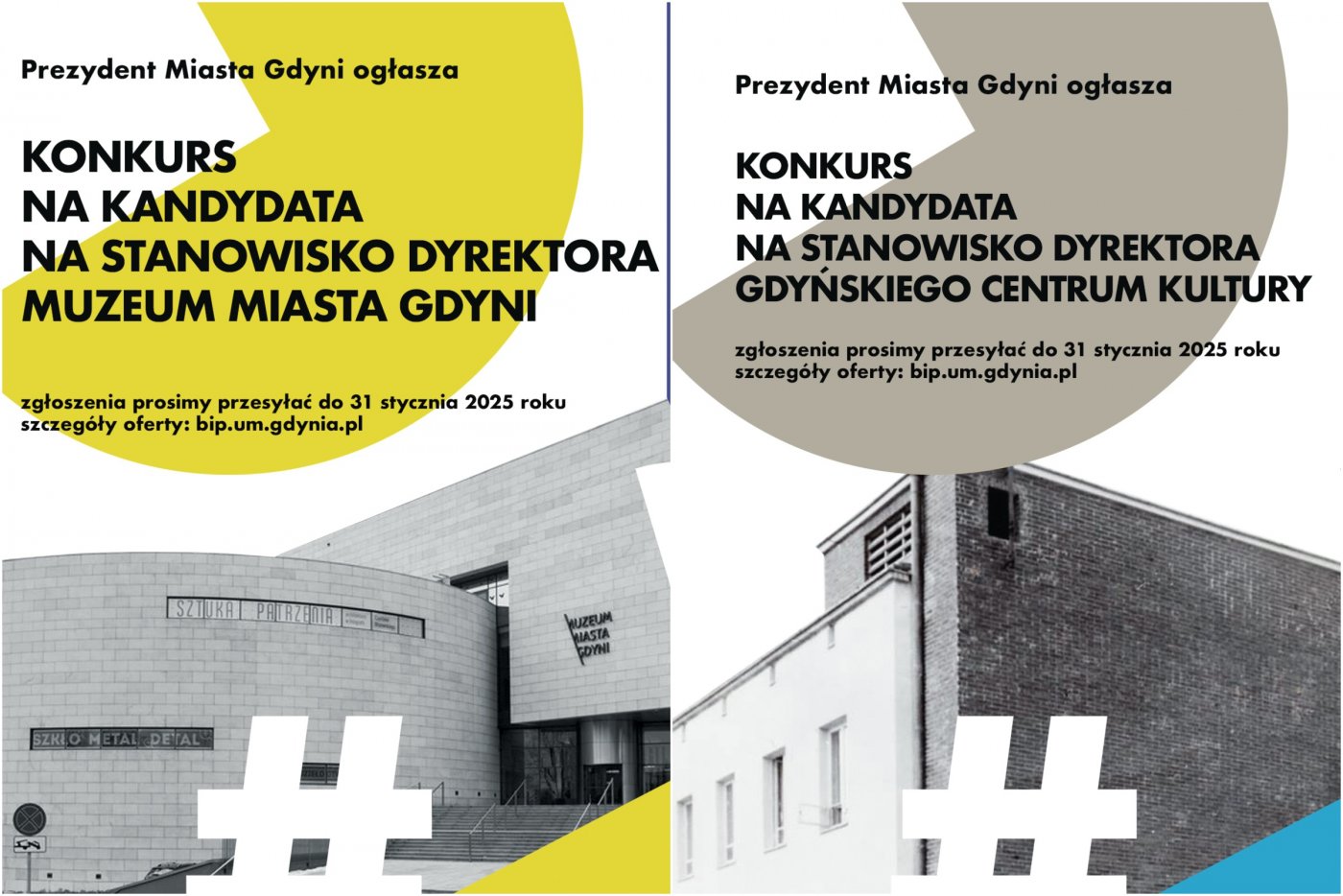 Grafika dotyczące konkursów na stanowiska dyrektorów Muzeum Miasta Gdyni i Gdyńskiego Centrum Kultury (materiały prasowe)