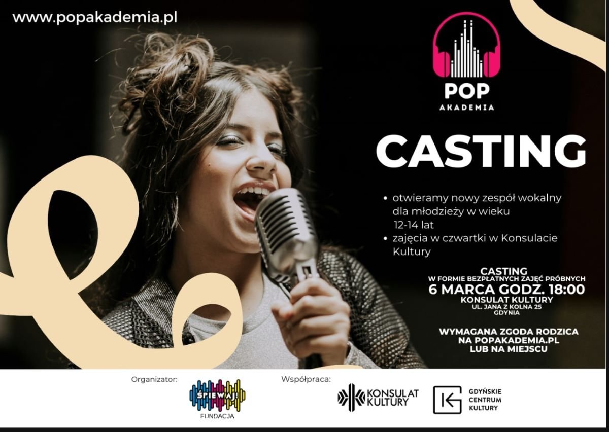 Casting wokalny dla dzieci odbędzie się 6 marca w Konsulacie Kultury (fot. materiały prasowe GCK//POP Akademia)