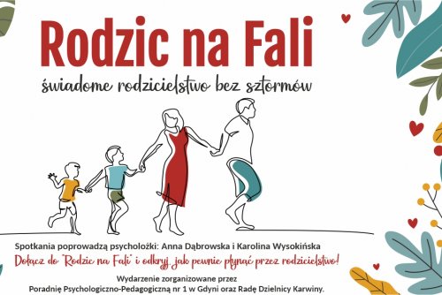 Plakat promujący spotkania z rodzicami na Karwinach