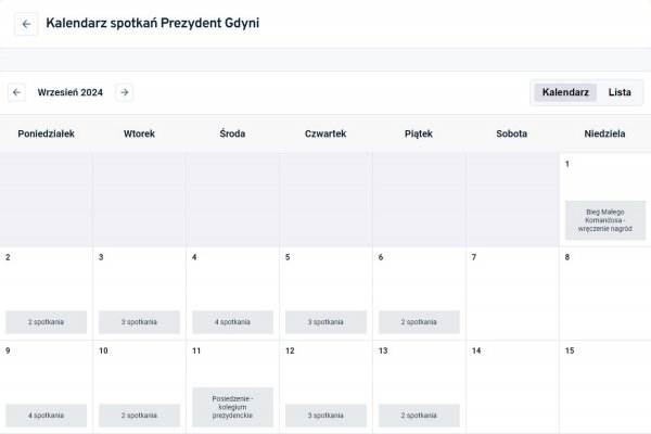 Kalendarz spotkań Prezydent Miasta Gdyni dostępny online