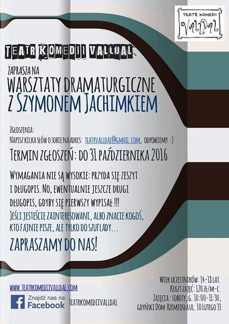 Warsztaty dramaturgiczne Teatru Komedii Valldal z Szymonem Jachimkiem