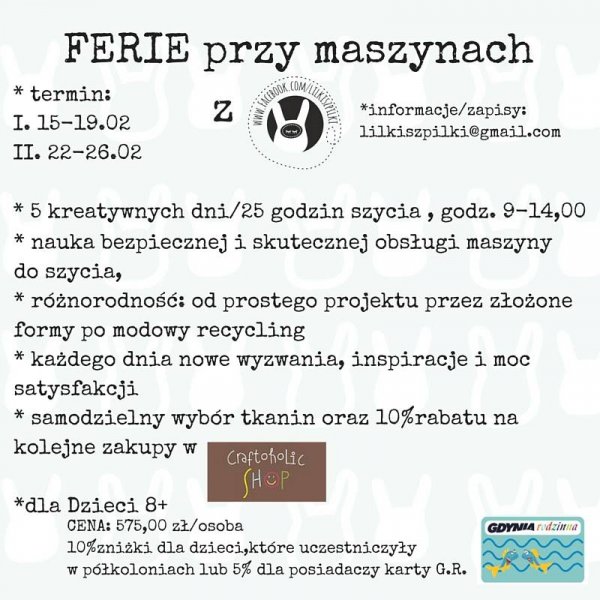 FERIE PRZY MASZYNACH Z Lilki Szpilki