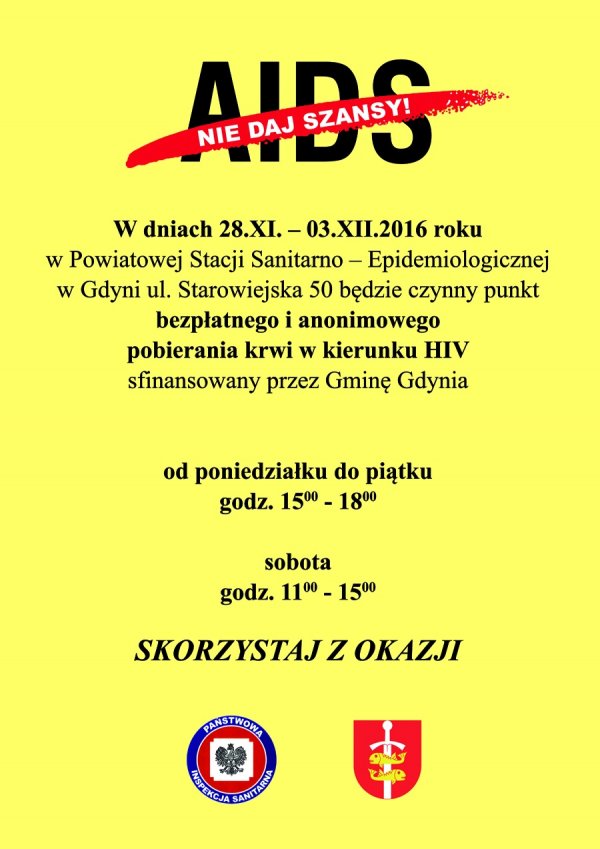 Akcja bezpłatnego i anonimowego badania krwi w kierunku HIV