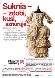 Wystawa Sabiny Czupryńskiej „Suknia – zdobi, kusi, sznuruje…” - plakat