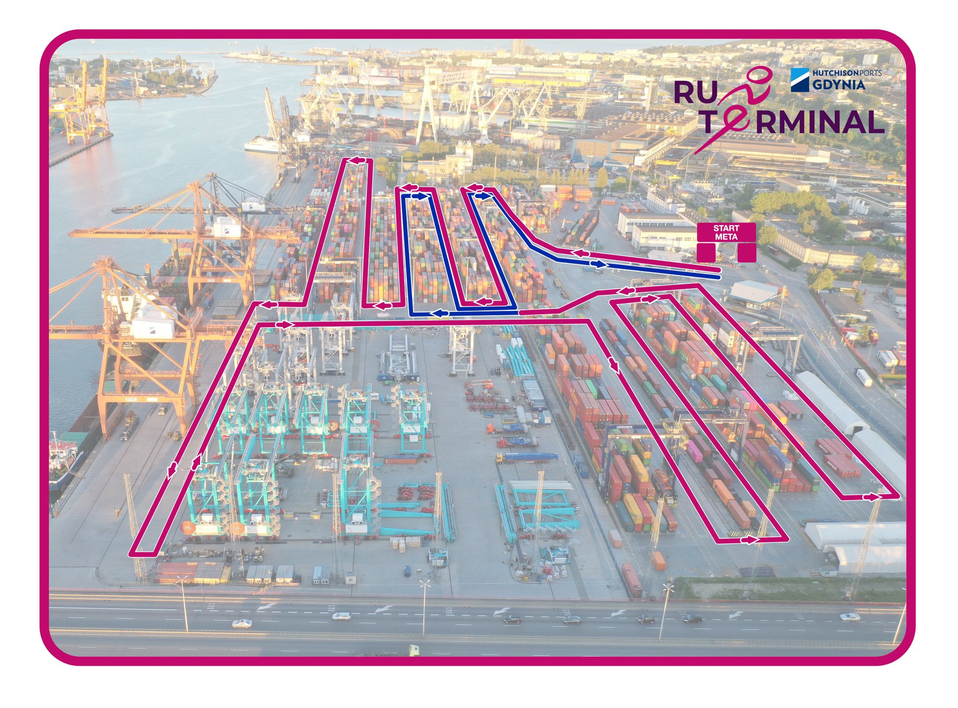 Planowana trasa biegu ONE Terminal RUN Hutchison Ports Gdynia, mat. organizatorów