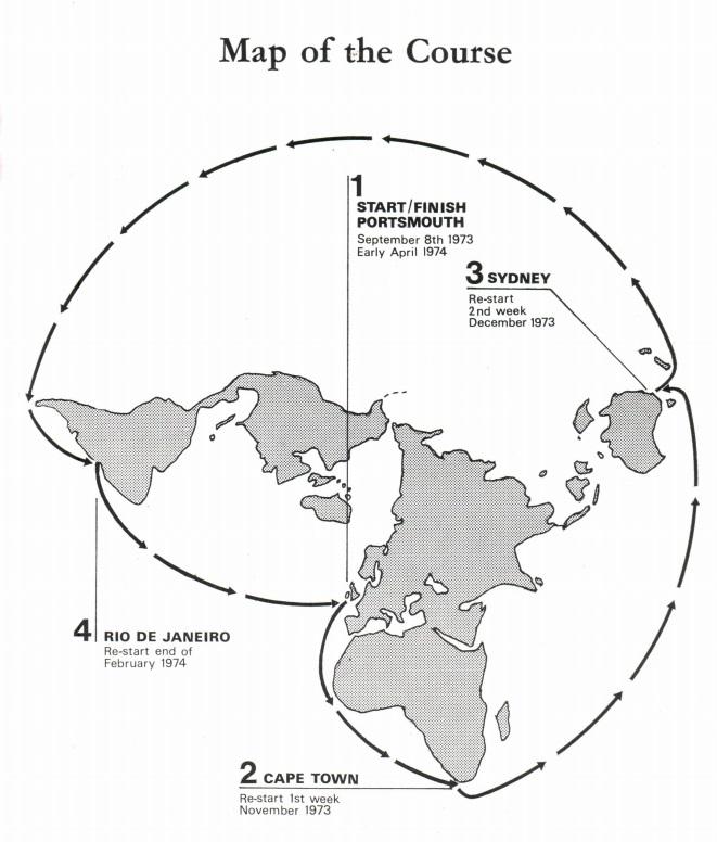 Trasa regat Whitbread Round The World Race 73-74 // fot. www.ykstal.org.pl