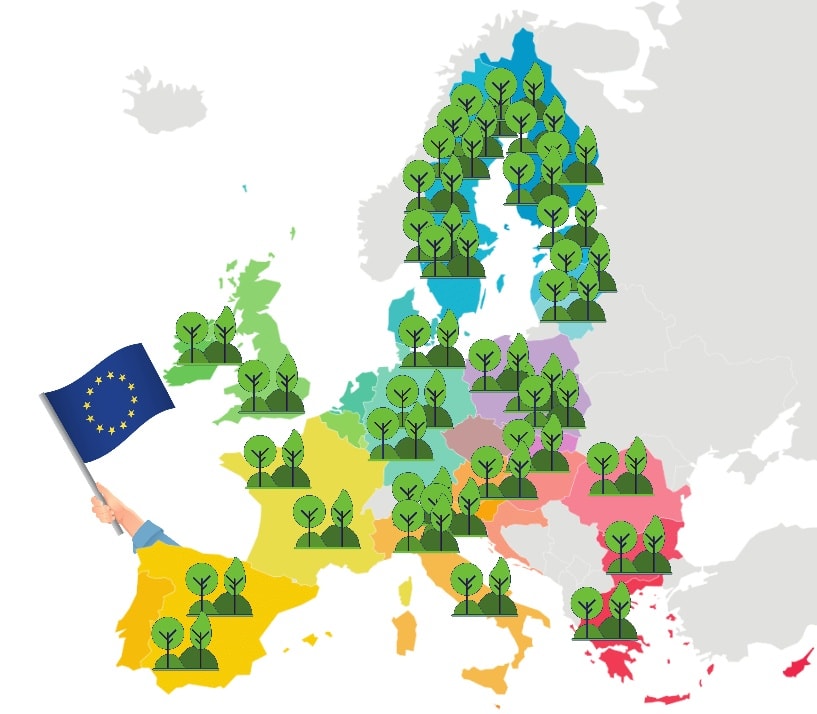 Mapa zalesienia Europy. Źródło: Nadleśnictwo Gdańsk