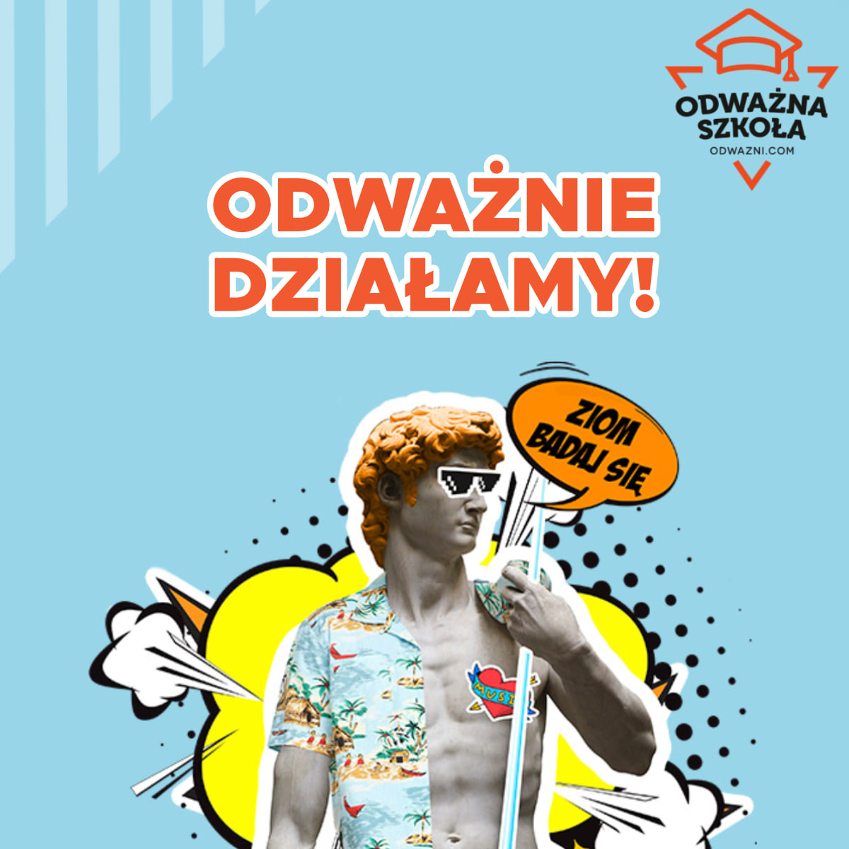 Grafika programu "Odważne Szkoły". // fot. fb.com/OdwazniWygrywaja