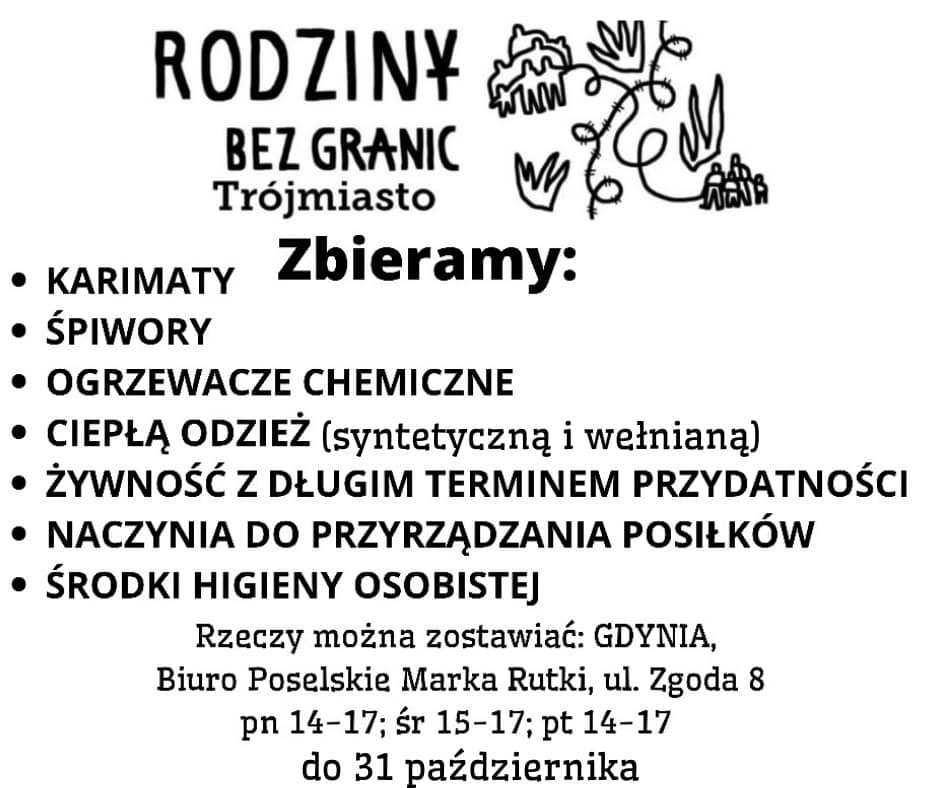 Lista rzeczy potrzebnych na zbiórkę "Rodzin bez granic"